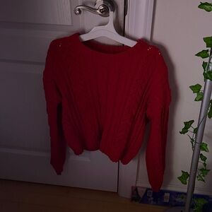 Pink Rose Vibrant Red Crew Neck Sweater